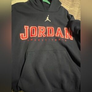 Jordan BluePullover Hoodie with Red Accents